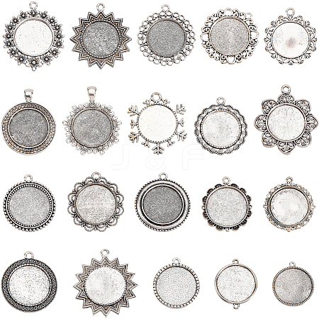 20Pcs 20 Style Alloy Pendant Cabochon Settings FIND-SC0015-93-1