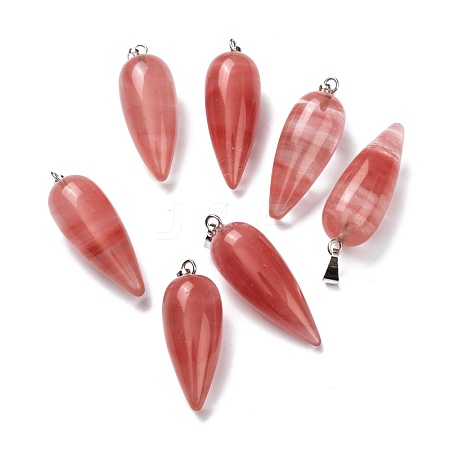 Cherry Quartz Glass Pendants G-F705-01Q-P-1
