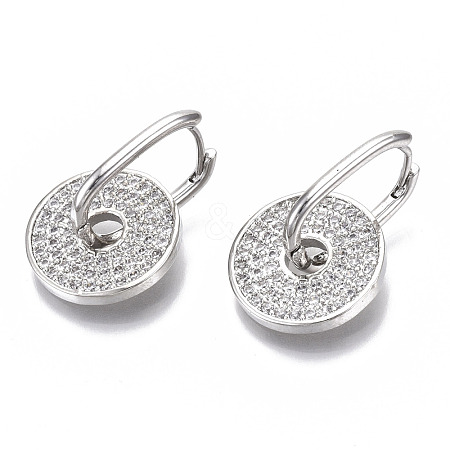 (Jewelry Parties Factory Sale)Brass Micro Pave Clear Cubic Zirconia Dangle Huggie Hoop Earrings EJEW-N011-20P-NF-1