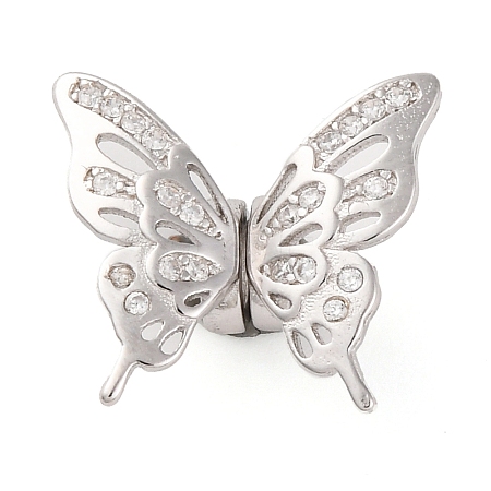 Rhodium Plated 925 Sterling Silver Clear Cubic Zirconia Butterfly Charms STER-U005-02P-1