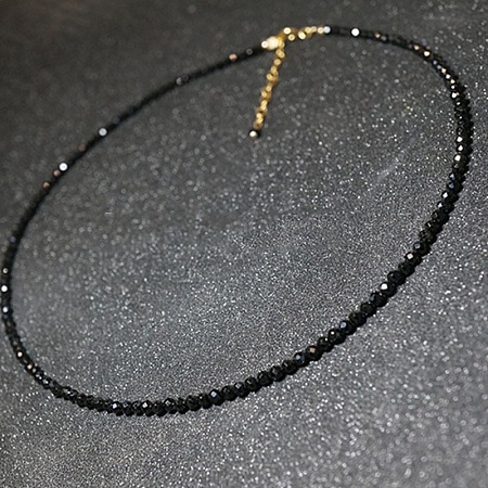 Glass Faceted Rondelle Beaded Choker Necklaces with Zinc Alloy End Chains BU2410-1-1