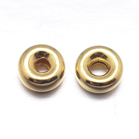 Real 18K Gold Plated Flat Round 925 Sterling Silver Spacer Beads STER-M101-10-5mm-1