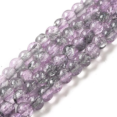 Spray Painted Crackle Glass Beads Strands CCG-Q002-6mm-02-1