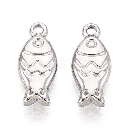 304 Stainless Steel Fish Charms X-STAS-T069-06P-1