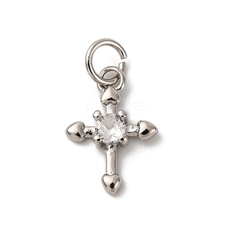 Brass Micro Pave Cubic Zirconia Pendants KK-P308-27P-1