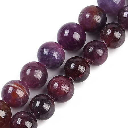 Natural Gemstone Ruby Round Beads Strands G-O017-7mm-06-1