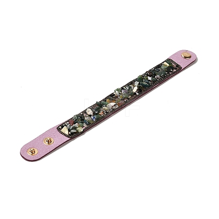 Faux Suede Snap Cord Bracelet LS-BJEW-F428-06-1
