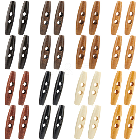 32Pcs 8 Colors 2-Hole Wood Buttons DIY-GF0011-42A-1