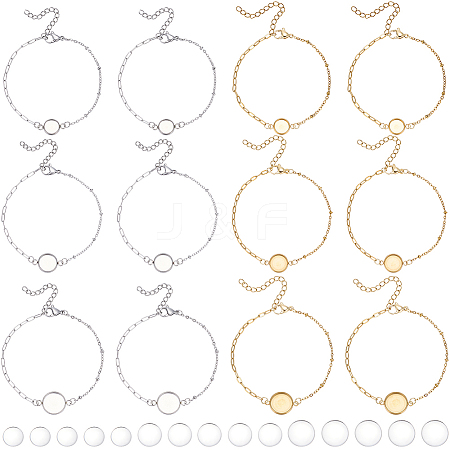 12Pcs 6 Styles 304 Stainless Steel Paperclip Chain Satellite Chain Bracelet Making BJEW-SP0001-28-1