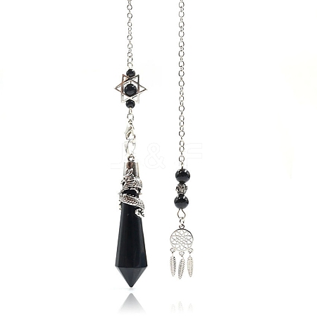 Natural Black Agate Cone Dowsing Pendulum Big Pendants PW-WG69083-07-1