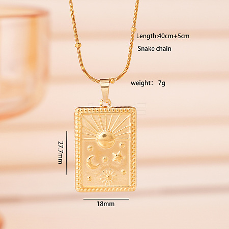 304 Stainless Steel Sun Pendant Necklaces for Women WGCF58B-01-1