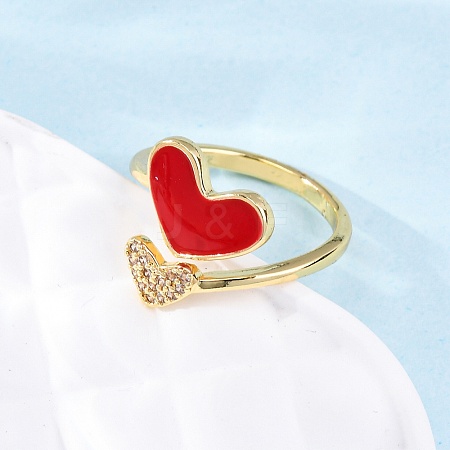 Brass Micro Pave Clear Cubic Zirconia Cuff Rings for Women RJEW-U047-24G-02-1