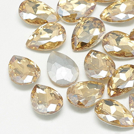 Pointed Back Glass Rhinestone Cabochons RGLA-T081-13x18mm-06-1