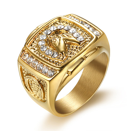 304 Stainless Steel Micro Pave Clear Cubic Zirconia Finger Rings for Men FS-WGEF432-06-1