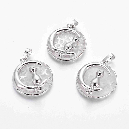 Natural Quartz Crystal Kitten Pendants G-J386-B07-1