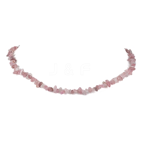 Natural Rose Quartz Chip Beaded Necklace NJEW-JN04615-13-1