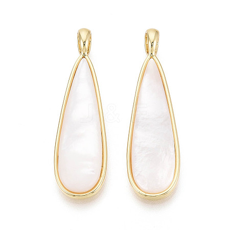 Natural White Shell Pendants KK-T073-65B-1