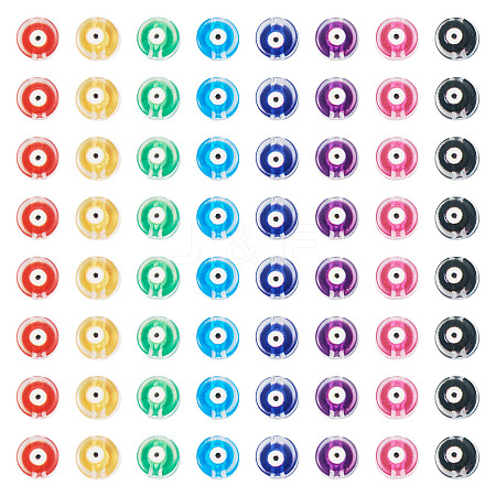 240Pcs 8 Colors Printed Transparent Acrylic Beads TACR-TA0001-94-1