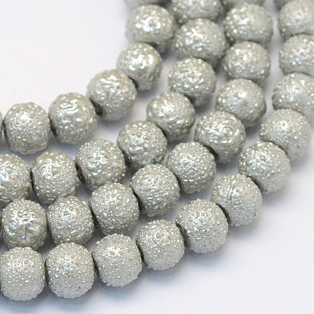 Baking Painted Textured Glass Pearl Round Bead Strands HY-Q002-8mm-06-1