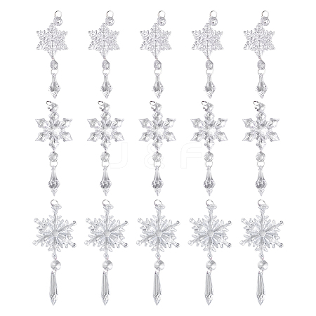 Acrylic Snowflake Pendant Decorations HJEW-SP0001-04C-1