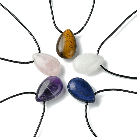 Natural & Synthetic Gemstone Pendant Necklaces NJEW-C046-02-1