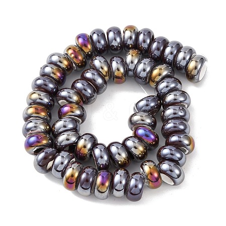 Electroplate Handmade Porcelain European Beads PORC-K010-07-1