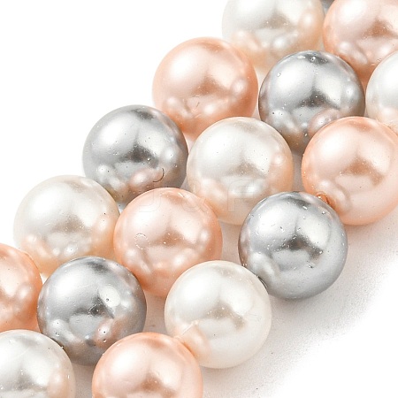 Electroplated Shell Pearl Beads Strands SHEL-F008-03B-04-1