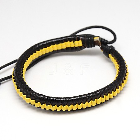 Trendy Unisex Casual Style Leather Wrapped PU Leather Bracelets X-BJEW-L308-10-1