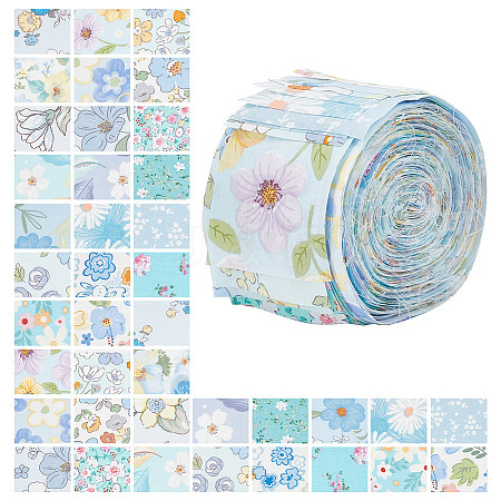 Flower Pattern Cotton Fabrics DIY-WH0588-11B-1