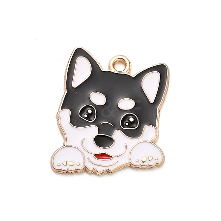 Animal Puppy Alloy Enamel Pendants FIND-V001-03G-01-1