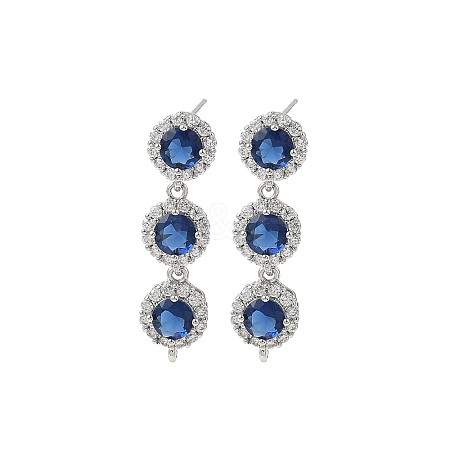 Brass Pave Cubic Zirconia Stud Earring Findings KK-D369-07P-B-1