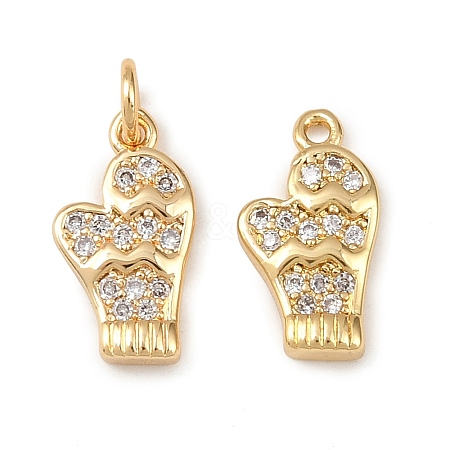Christmas Brass Micro Pave Cubic Zirconia Charms KK-L255-18G-06-1