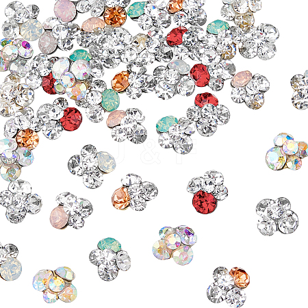 HOBBIESAY 42Pcs 7 Colors Alloy Rhinestone Cabochons MRMJ-HY0001-01-1