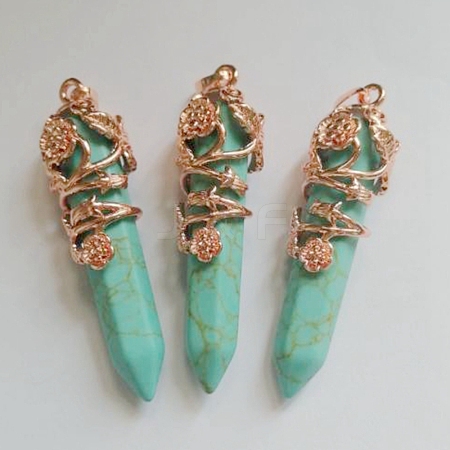 Synthetic Turquoise Pointed Pendants G-O164-02-RG11-1