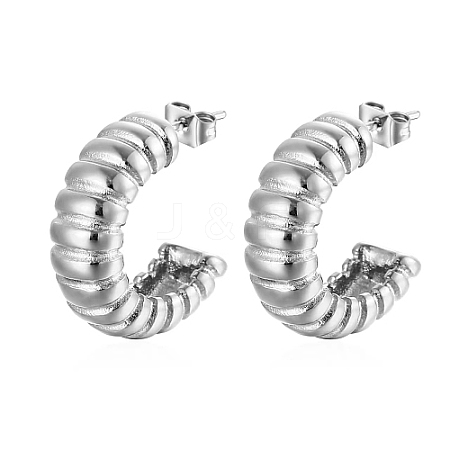 Non-Tarnish 304 Stainless Steel Arch Stud Earrings FU7272-2-1