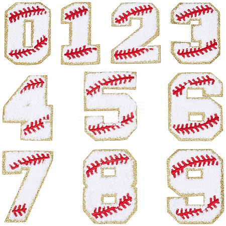1Bag Sport Theme Number 0~9 Embroidery Cloth Iron on/Sew on Patches PATC-CY0001-65C-1