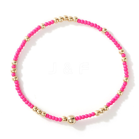 Glass Seed Beads & CCB Beads Stretch Bracelets TB4137-31-1