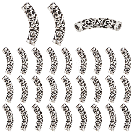 30Pcs Tibetan Style Alloy Curved Tube Beads FIND-PH0022-67A-1