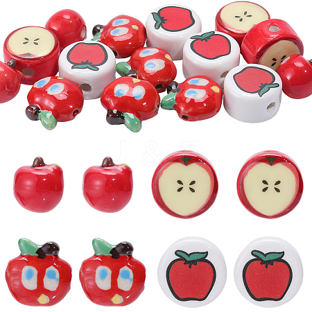 20Pcs 4 Styles Christmas Theme Handmade Porcelain Beads PORC-PA0001-65-1