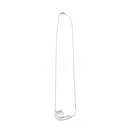 201 Stainless Steel Simple Sea Wave Pendants Necklace for Women NJEW-TAC0004-03-1