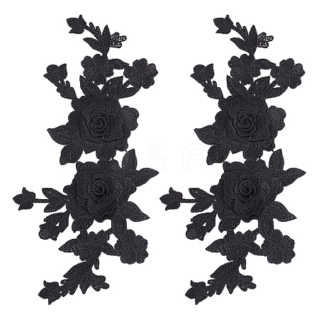 Polyester Embroidery Flower Ornament Accessories PATC-WH0006-08-1