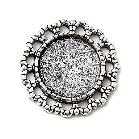 Tibetan Style Alloy Pendant Cabochon Settings TIBEP-N003-73AS-1
