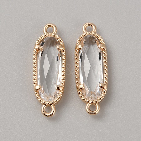 Golden Plated Brass Pave Glass Connector Charms LS-FIND-WH0110-728G-11-1