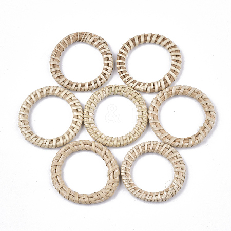 Handmade Reed Cane/Rattan Woven Linking Rings WOVE-T006-013-1