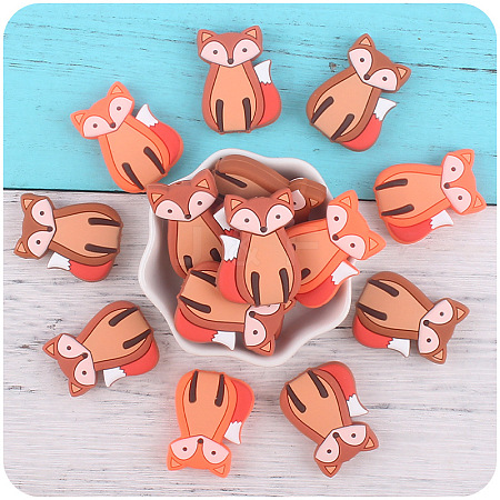 12Pcs 3 Colors Cartoon Fox Silicone Beads JX716A-1