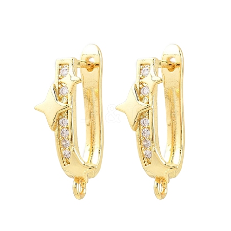 Brass Micro Pave Cubic Zirconia Hoop Earring Findings CU-CBAB5B4-04G-1