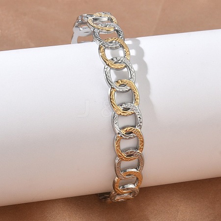 Two-tone 304 Stainless Steel Cuff Bangles BJEW-A160-02GP-1