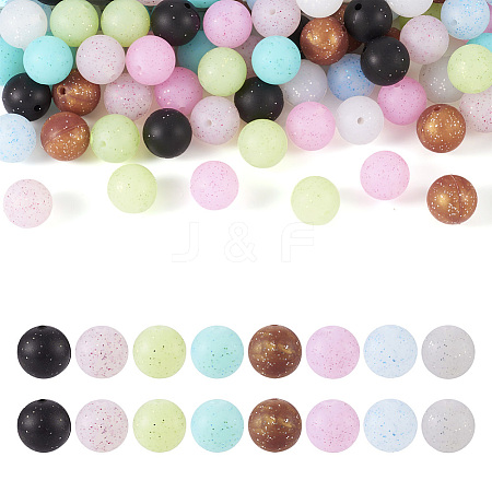 80Pcs 8 Colors Round Food Grade Eco-Friendly Silicone Beads SIL-TA0001-67-1