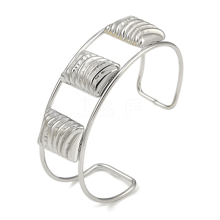 Non-Tarnish 304 Stainless Steel Wide Textured Open Cuff Bangles BJEW-Q348-05P-01-1