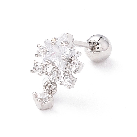 Snowflake Clear Cubic Zirconia Stud Earrings for Women LS-EJEW-A065-03P-1